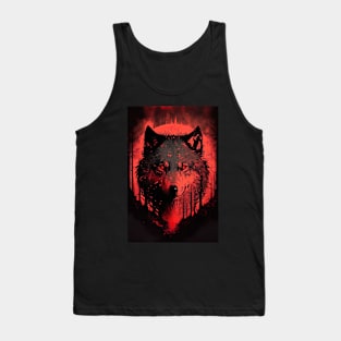 Cool Wolf portrait with red glow Tank Top